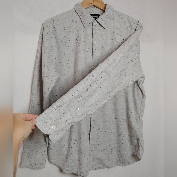 Bonobos Tailored Button‎ Down Collar Long Sleeve Shirt Gray Speckled Large Short - Picture 4 of 9